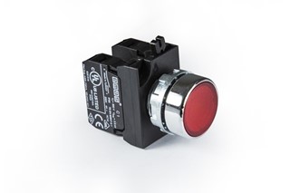 CM Serisi Metal 2NO Yaylı Düz Kırmızı 22 mm Buton